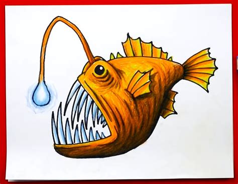 angler fish easy drawing|How to Draw an Anglerfish .